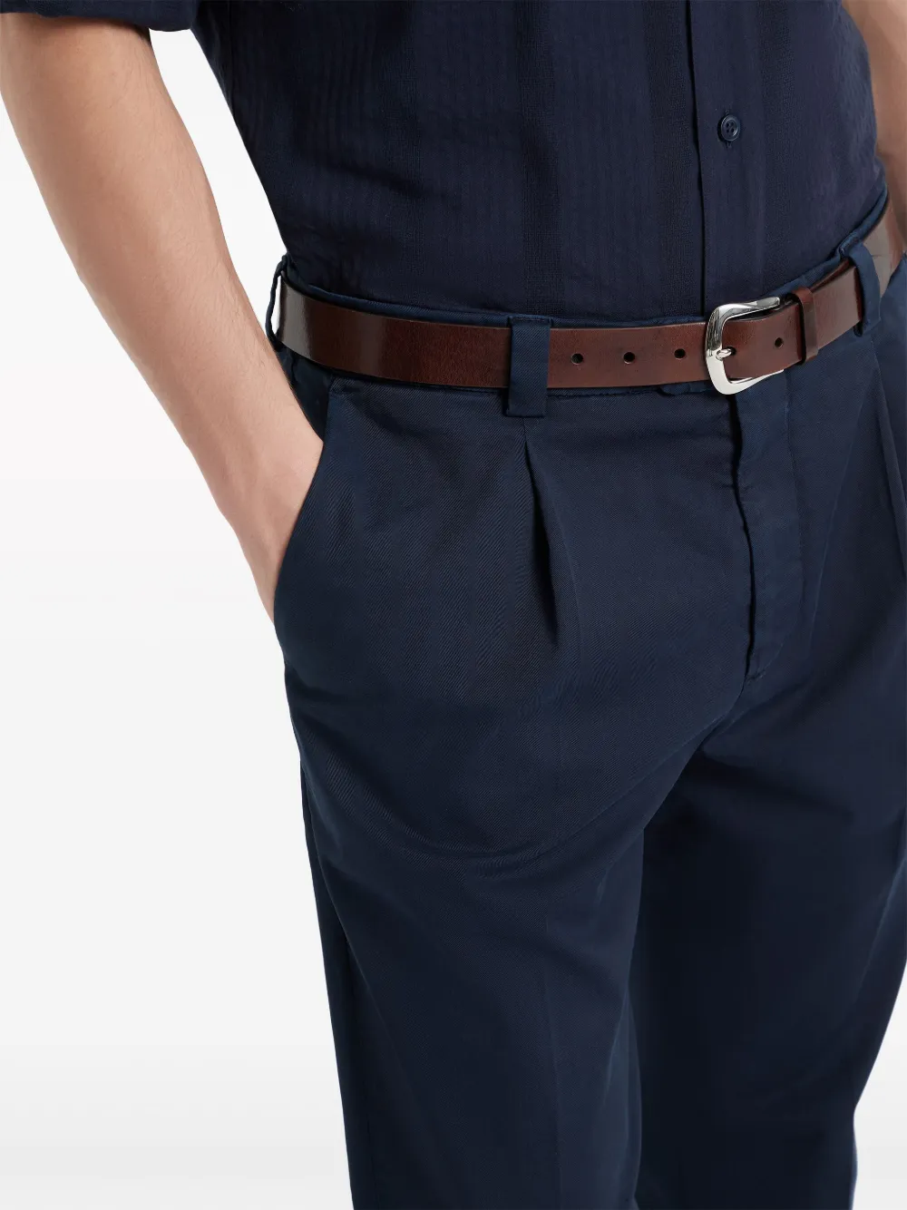 Brunello Cucinelli Katoenen broek met toelopende pijpen Blauw