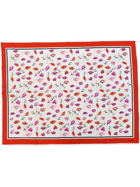 CHANEL 1990-2000s CC lip-print scarf Women