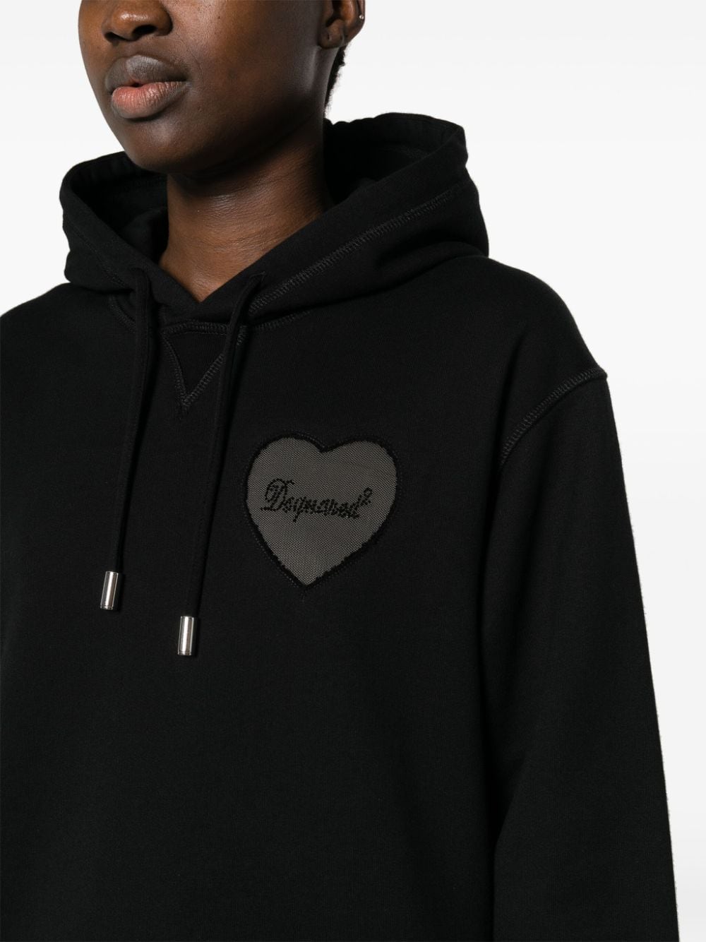 Shop Dsquared2 Rhinestone-embellished Logo Hoodie In Black