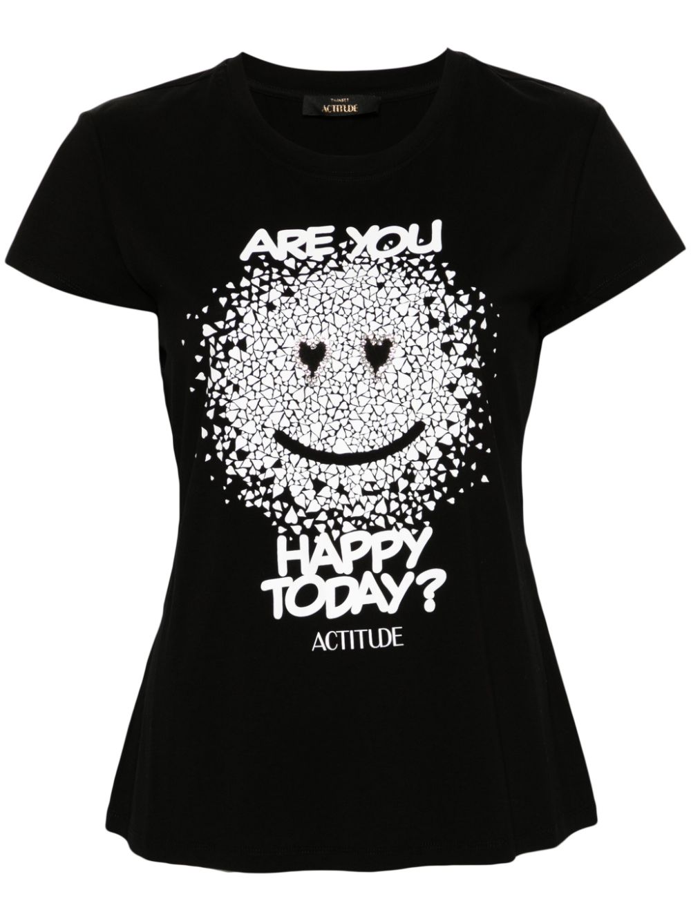 Twinset Smiley-face Short-sleeve T-shirt In Black