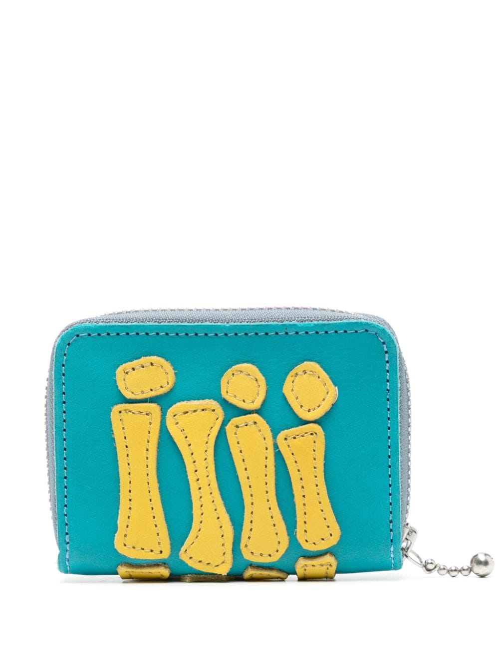 Shop Kapital Mini Thumb-up Bone Leather Wallet In Blue