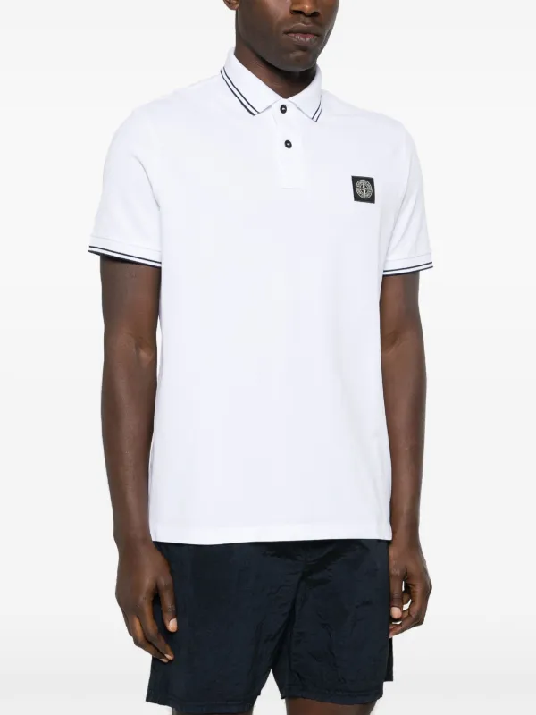 【STONE 】POLO SHIRT IN PIQUé COTTON●K1S152200 Stone Island Piqué Cotton Polo Shirt | White | FARFETCH