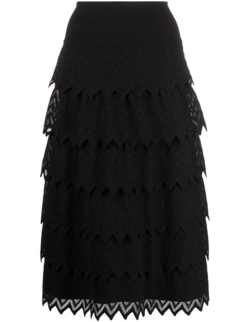 Alaïa Pre-Owned 2010s zigzag embroidery layered midi skirt