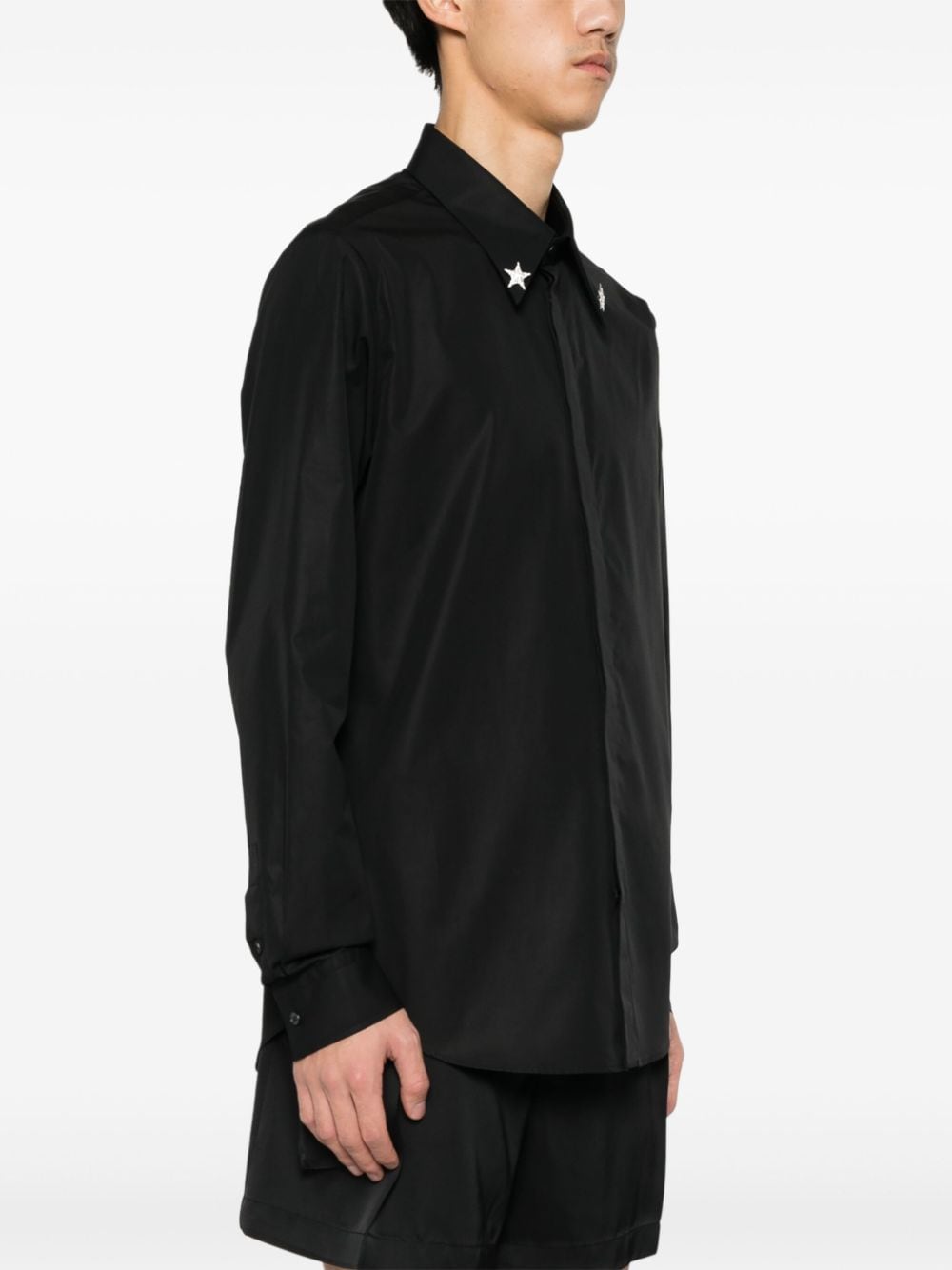 Shop Balmain Crystal-embellished Shirt In Black