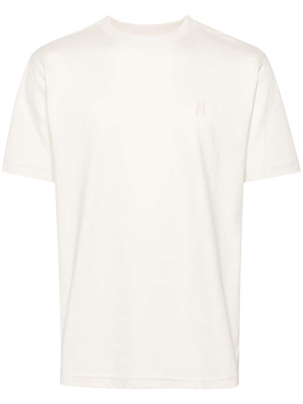 norse projects t-shirt johannes à logo brodé - blanc