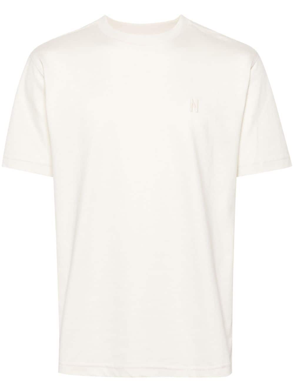 Norse Projects Johannes T-shirt met geborduurd logo Wit