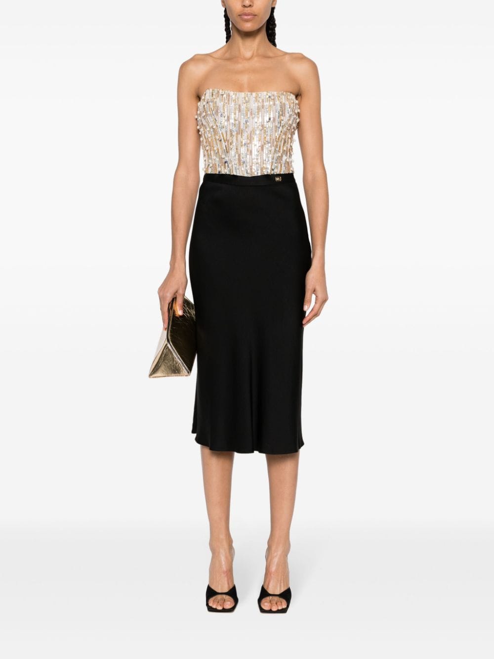 Elisabetta Franchi High waist midi-rok - Zwart