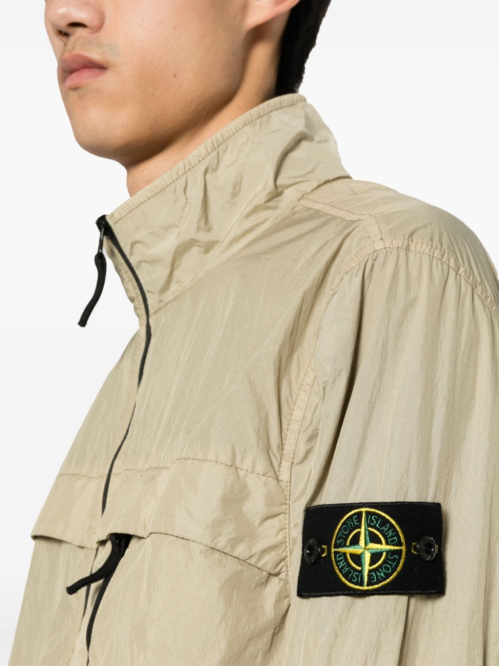 Shop Stone Island Compass-appliqué Lightweight Jacket In Neutrals