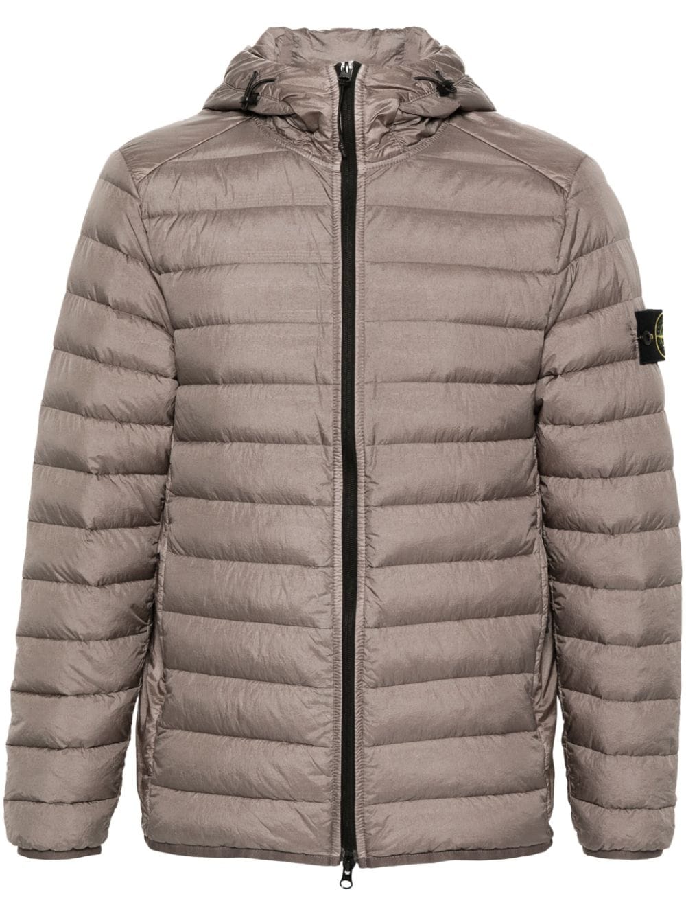 Stone Island Compass-patch Hooded Padded Jacket In Grey