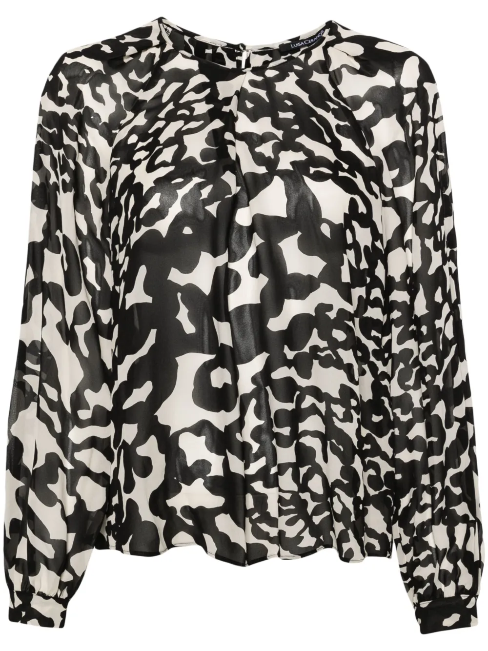 Luisa Cerano Blouse met camouflageprint Zwart