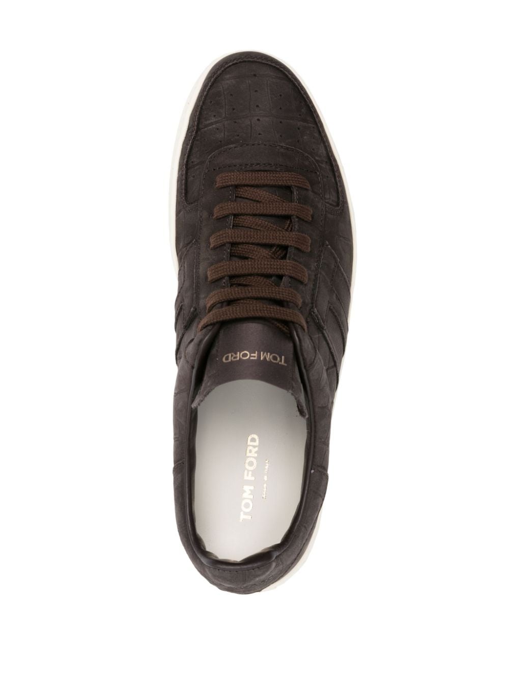 Shop Tom Ford Radcliffe Crocodile-effect Nubuck Sneakers In Brown