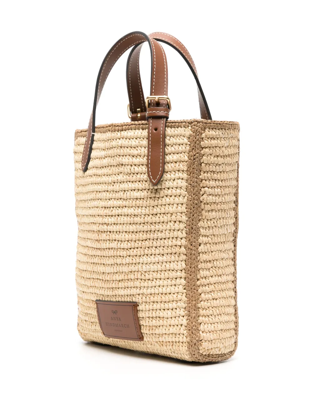 Shop Anya Hindmarch Eyes Raffia Tote Bag In Nude