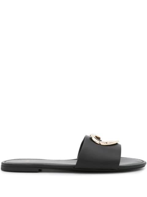 Love Moschino heart-plaque leather slides