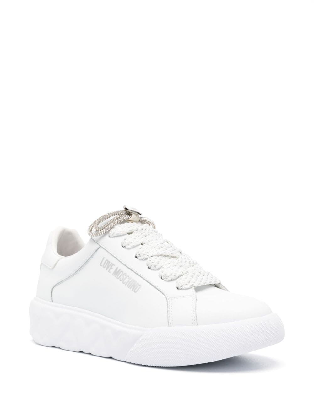Shop Love Moschino Leather Chunky Sneakers In White