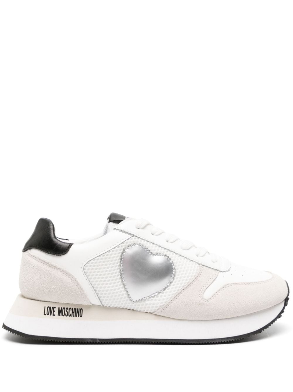 Love Moschino heart-patch leather sneakers White