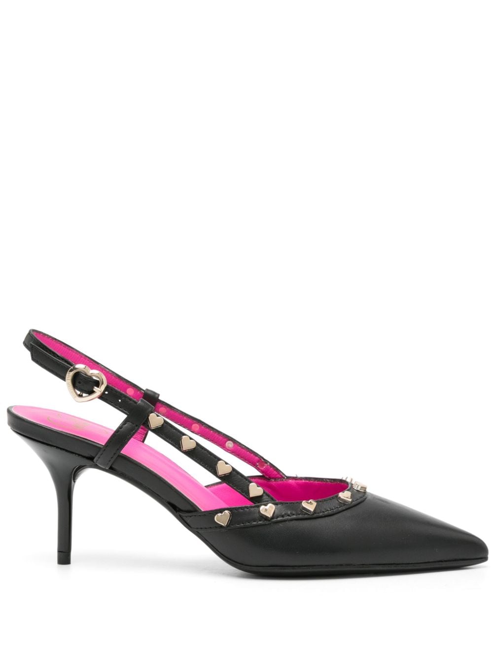 Love Moschino 85mm Sling Back Leather Pumps In Black