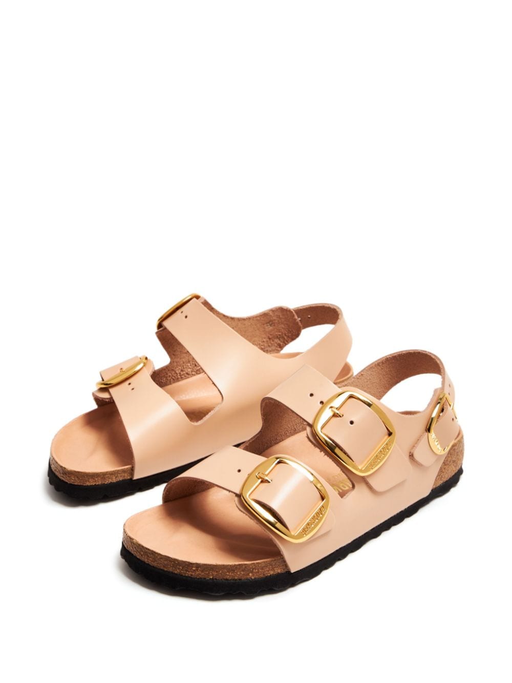 Shop Birkenstock Side-buckle Slingback Leather Sandals In Neutrals