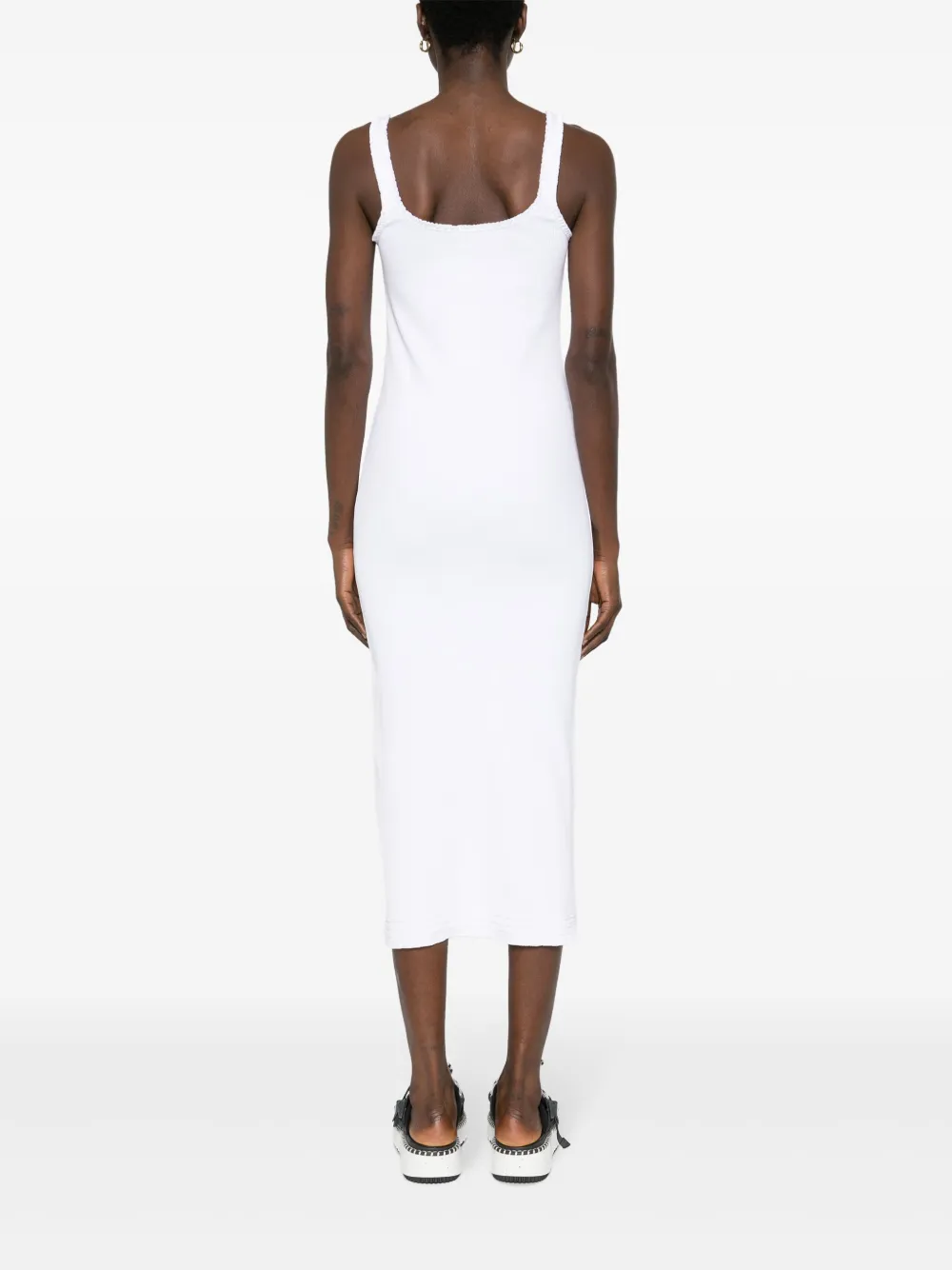 Shop Chloé Ruffled Stretch-cotton Dress In White