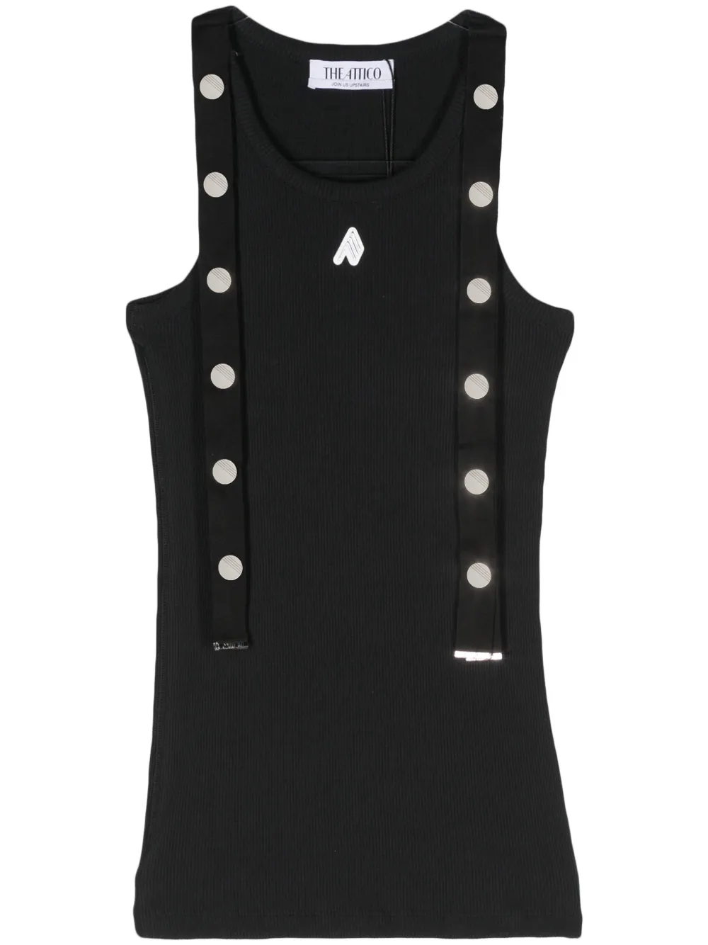 Attico Ribbed Knit Cotton Tank Top In Black
