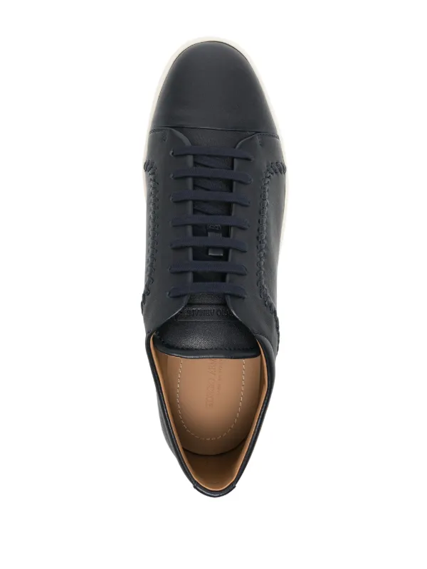 Giorgio Armani ホイップステッチ レザースニーカー | ブラック 