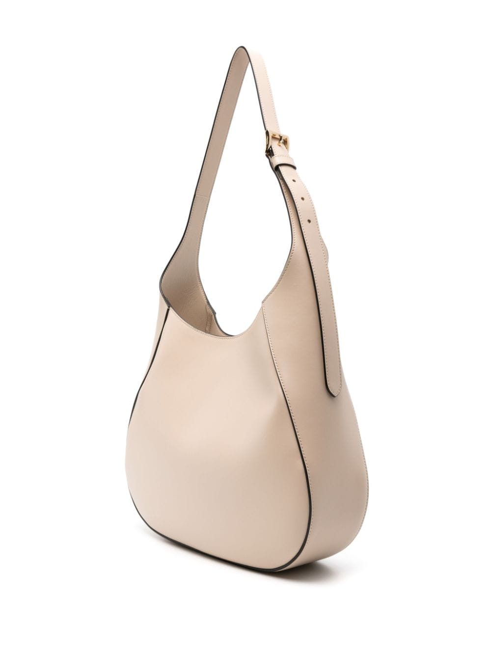 Shop Prada Triangle-logo Leather Shoulder Bag In Nude