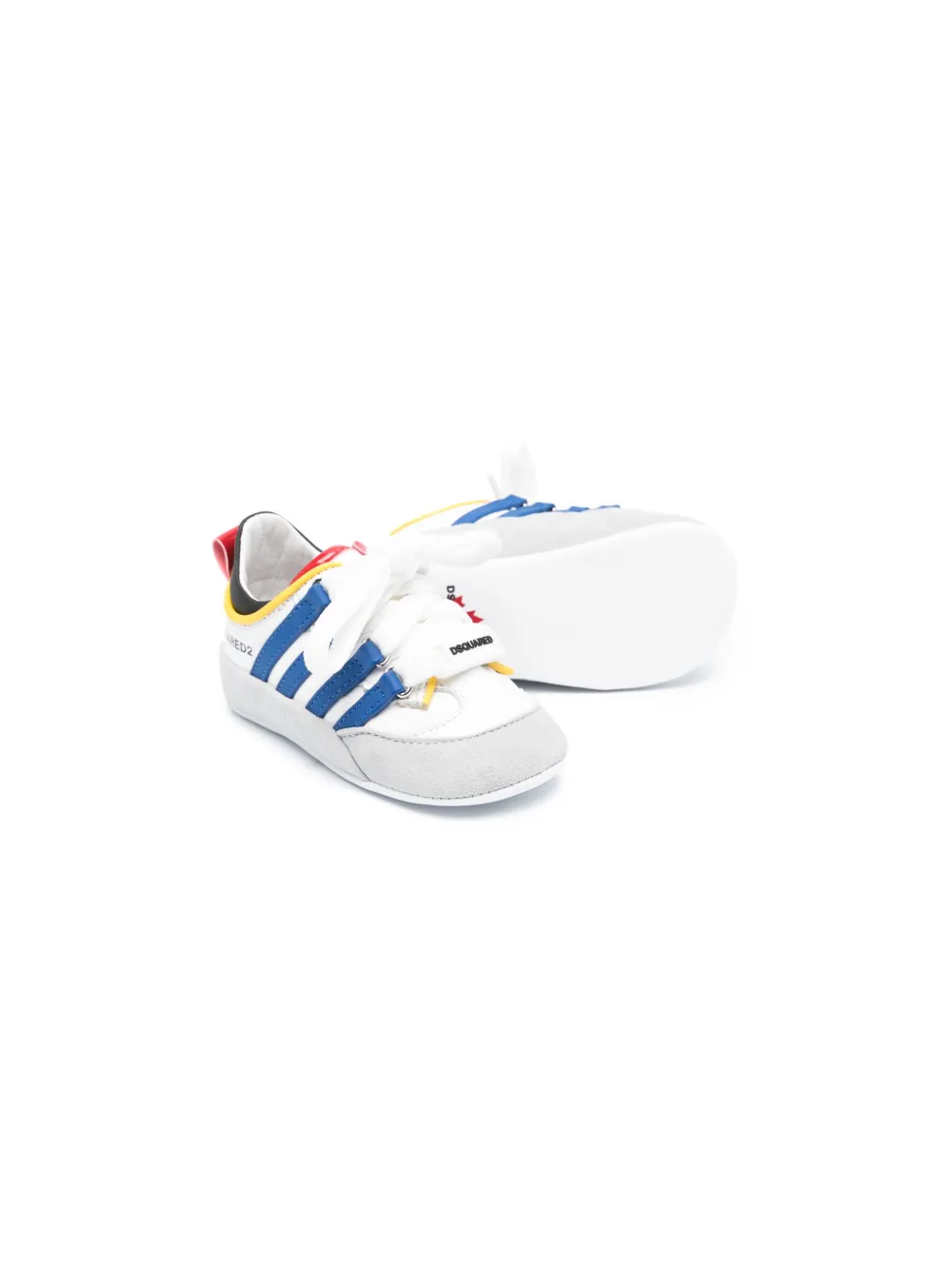 Shop Dsquared2 Striped Panelled Pre-walkers In White