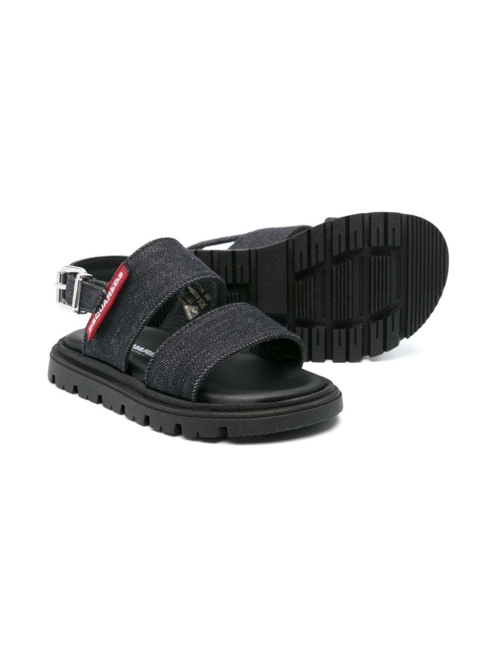 Shop Dsquared2 Logo-tag Denim Sandals In Black