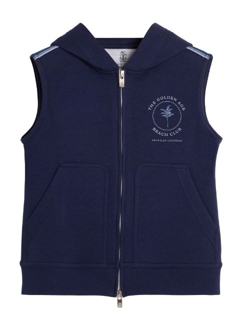 Brunello Cucinelli Kids logo-print sleeveless hoodie 