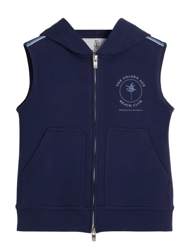 Blue hoodie vest best sale