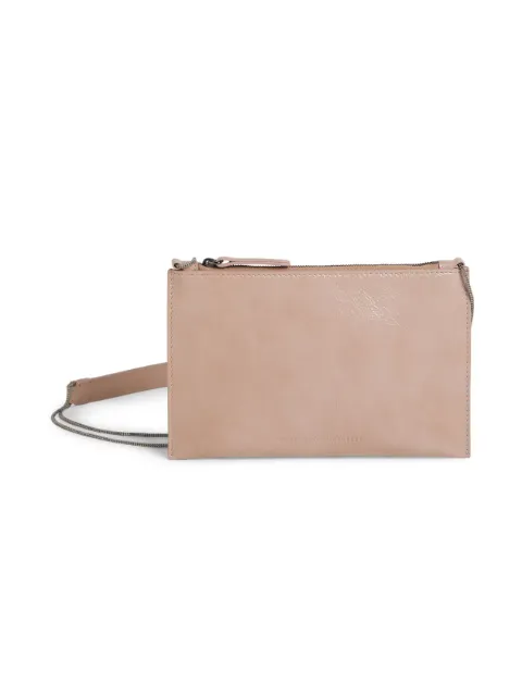 Brunello Cucinelli Kids debossed-logo leather shoulder bag