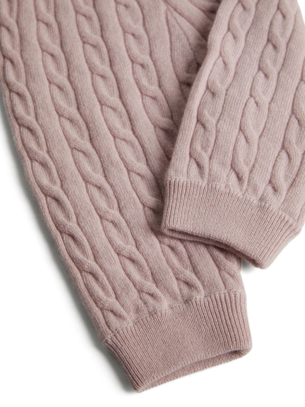 Shop Brunello Cucinelli Bernie Cable-knit Cashmere Trousers In Pink