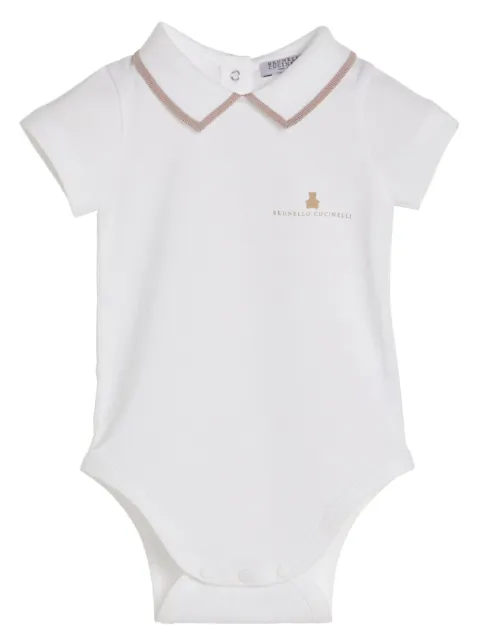 Brunello Cucinelli Kids body con oso estampado