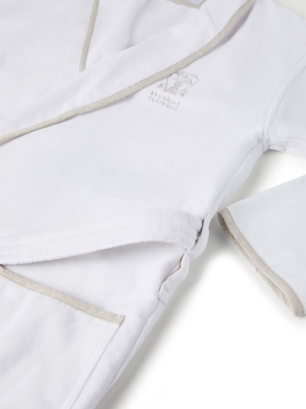 Shop Brunello Cucinelli Logo-embroidered Bath Robe In White