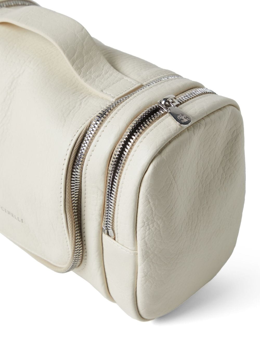 Shop Brunello Cucinelli Leather Toiletry Bag In White