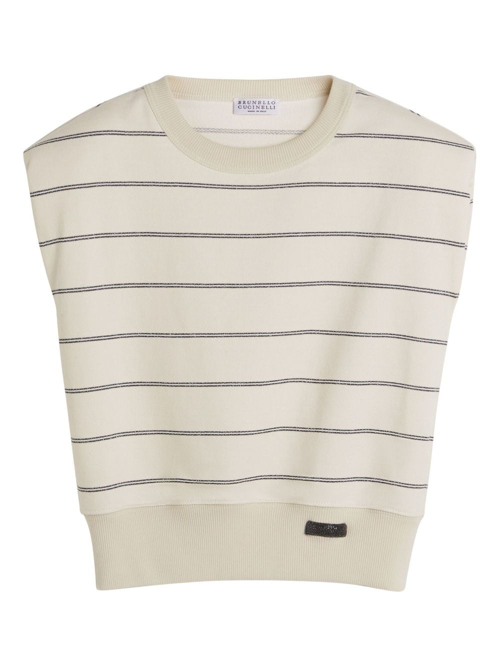 Brunello Cucinelli Kids Gestreepte mouweloze sweater Beige