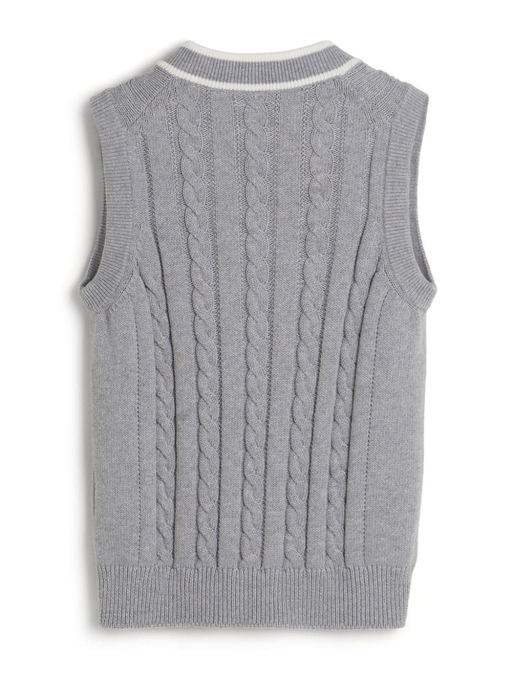 Shop Brunello Cucinelli Logo-appliqué Cable-knit Vest In Grey