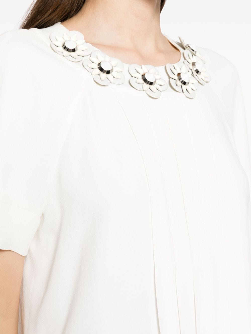Pre-owned Fendi 花卉贴花短袖上衣（2010年代典藏款） In White