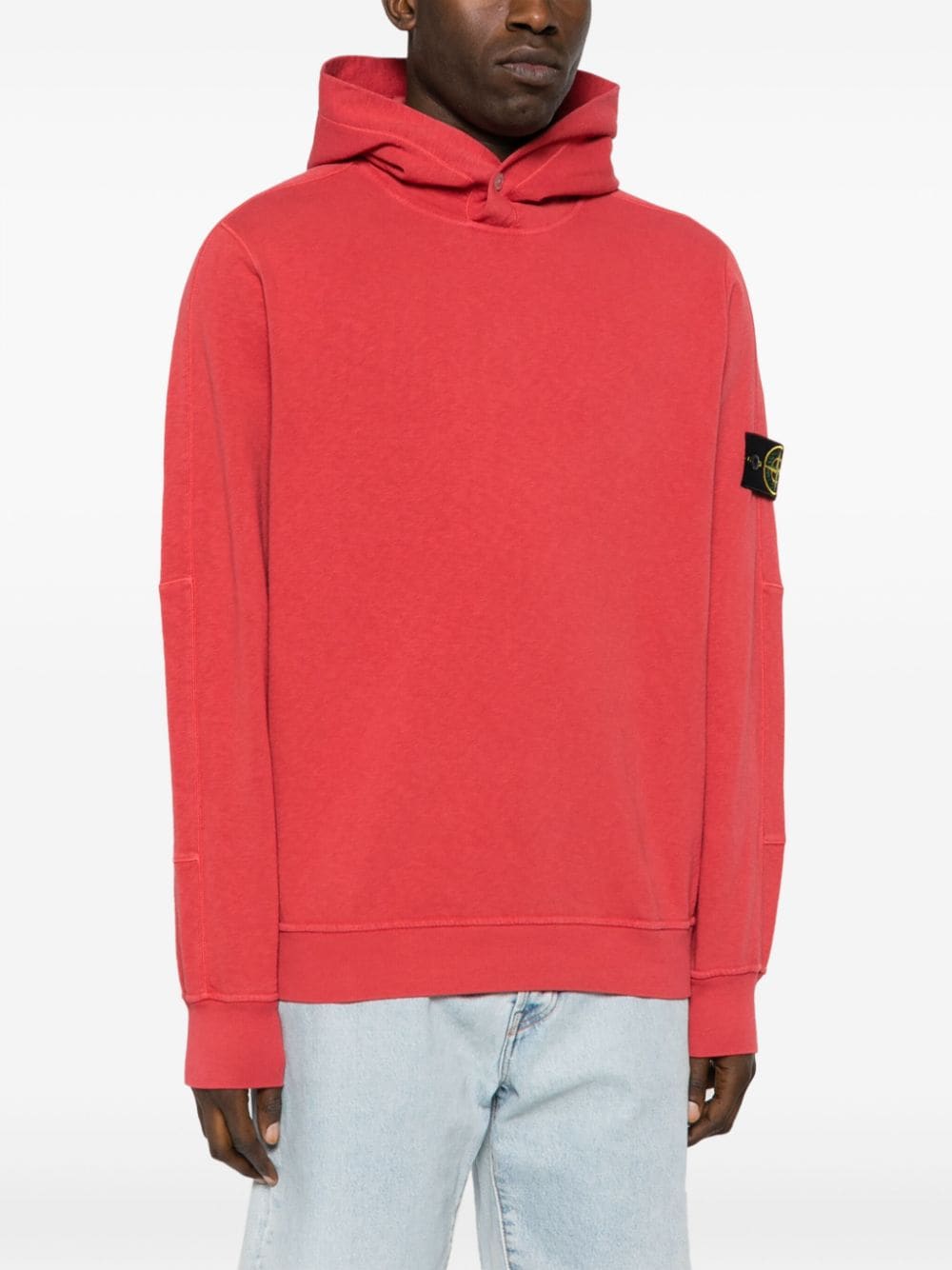 Shop Stone Island Cotton Jersey Hoodie In Red