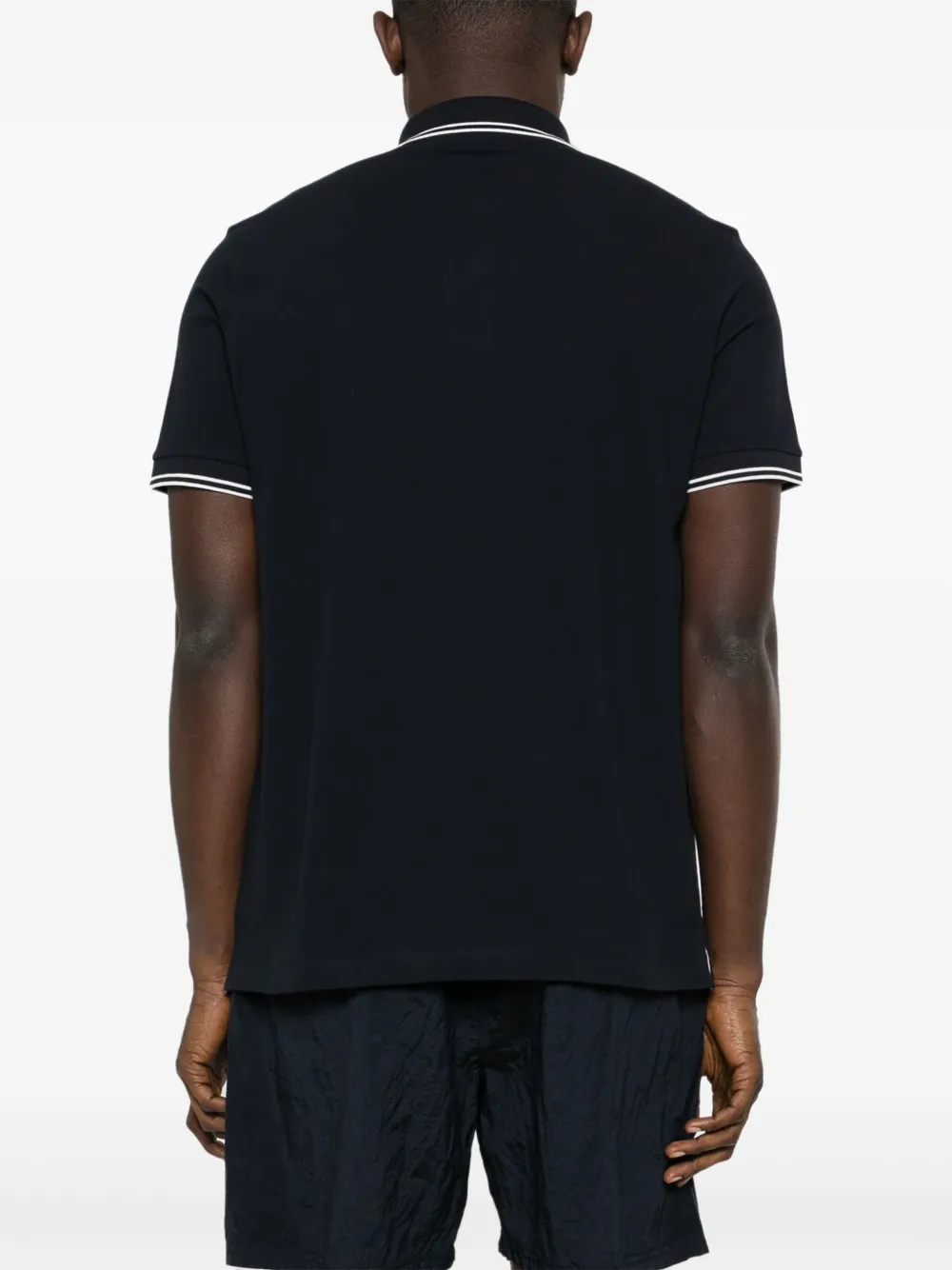 Shop Stone Island Piqué Cotton Polo Shirt In Blue