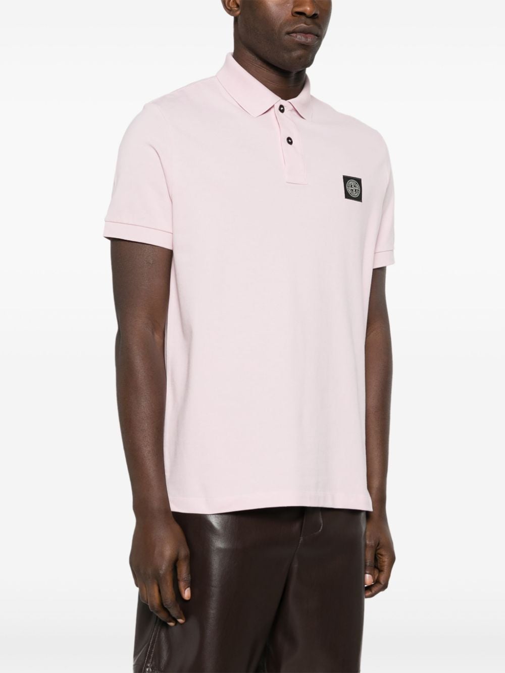 Shop Stone Island Piqué Cotton Polo Shirt In Rosa