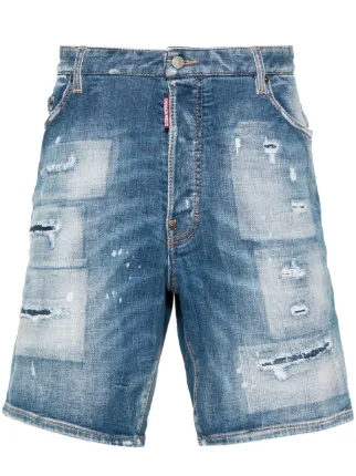 DSQUARED2 ダメージデニムショートパンツ DSQUARED2 ダメージ デニムショーツ | ブルー | FARFETCH JP