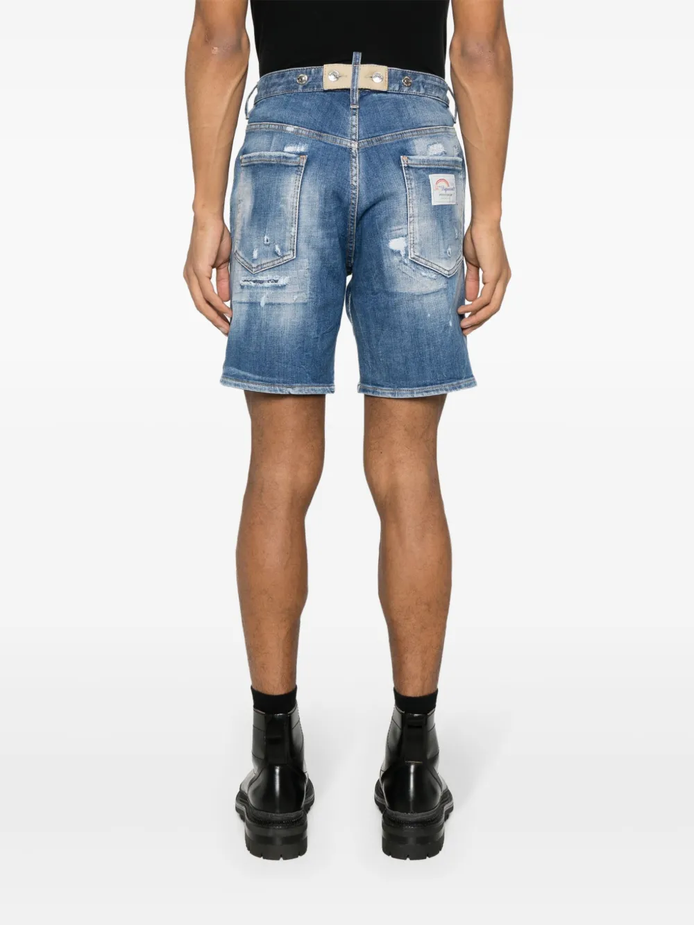 Shop Dsquared2 Distressed Denim Shorts In Blue