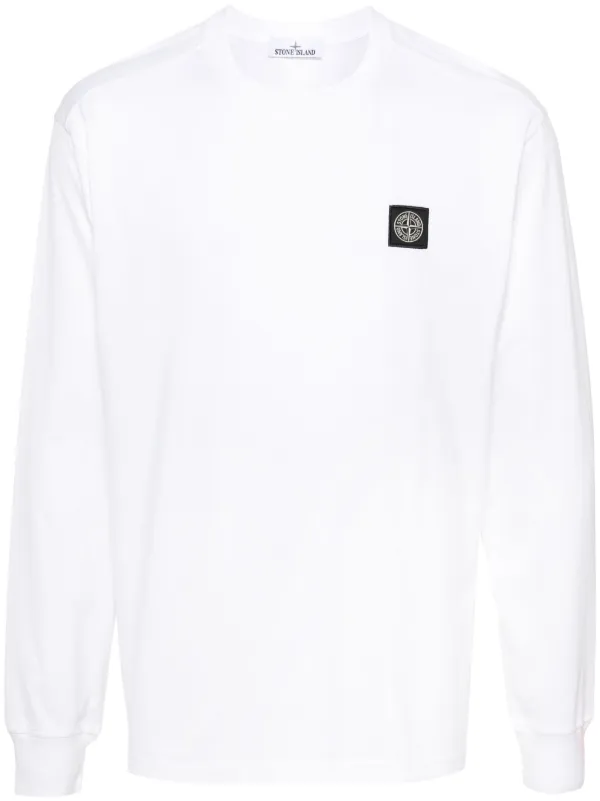 Stone Island logo-patch Cotton T-shirt | White | FARFETCH PL