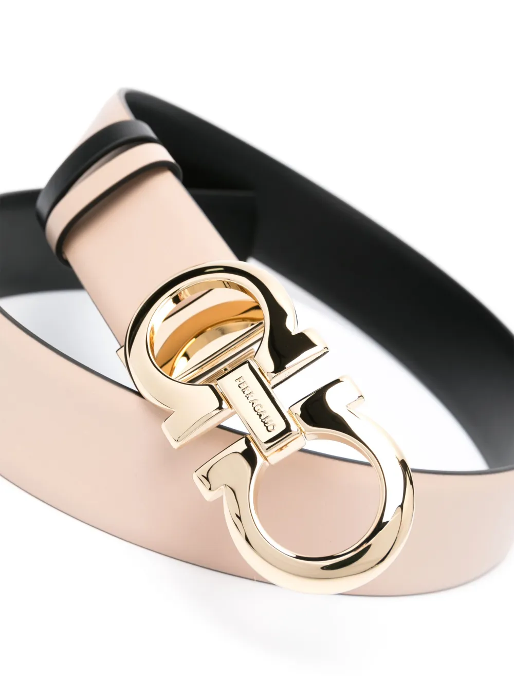 Ferragamo Gancini omkeerbare leren riem - BISQUIT