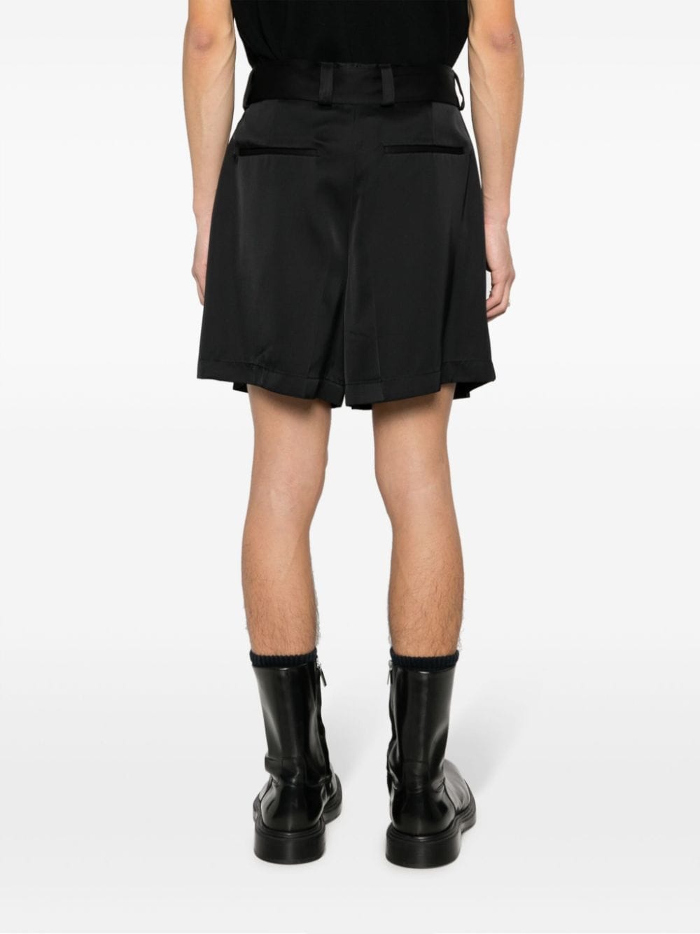 Shop Jil Sander Pressed-crease Belted Shorts In Black