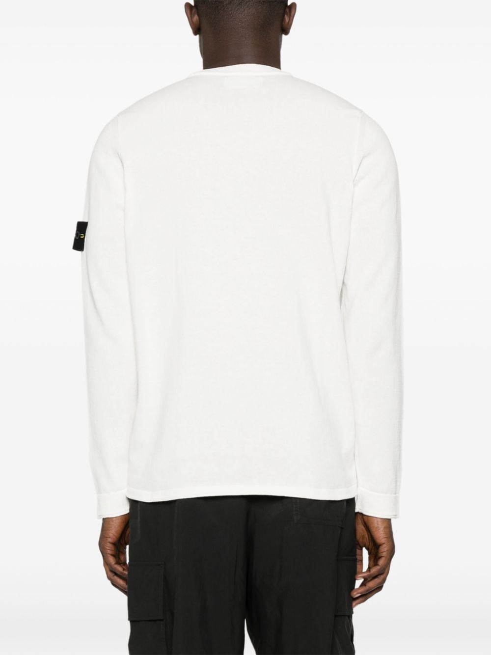 Shop Stone Island Compass-appliqué Cotton Sweatshirt In White