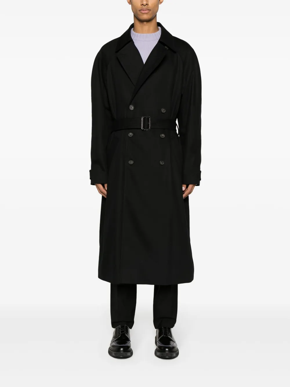 Shop Apc Lou Belted Trench Coat In Black