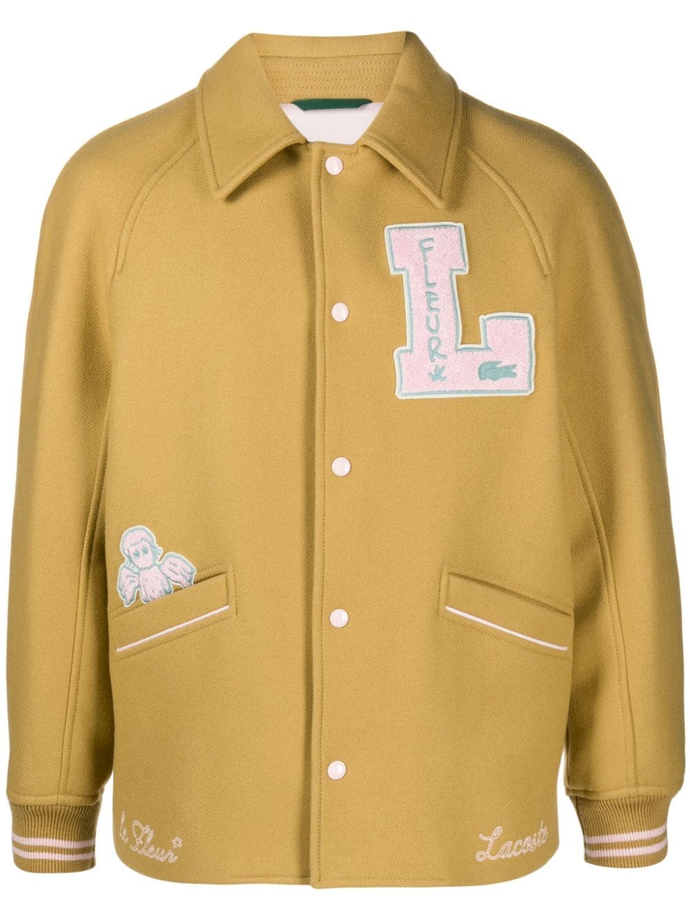 Shop Lacoste X Le Fleur Logo-patches Varsity Jacket In Neutrals