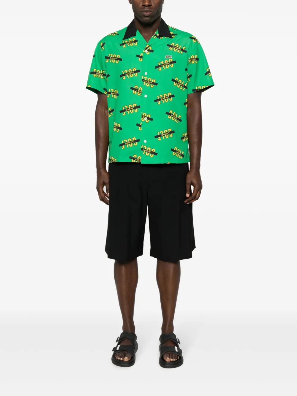 Lacoste Overhemd met korte mouwen en logoprint - Groen