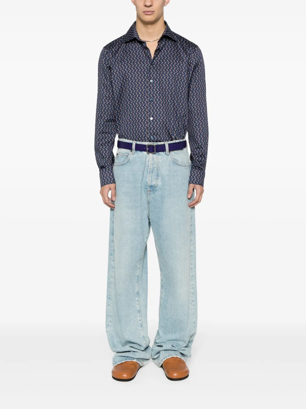 ETRO Katoenen overhemd met paisley-print - Blauw